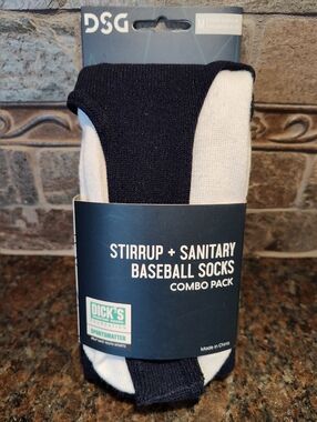 DSG Unisex Stirrup & Sanitary Baseball Socks - Combo Pack-Navy and White